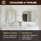 ANDY STAR Brushed Nickel Mirror, 22x30 Inch Silver Bathroom Vanity Mirror, Anti-Rust Stainless Steel 1" Frame, Unique Rectangular Mirror Ideal for Bathroom, Powder Room