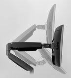 Mount-It! Dual Monitor Arm Mount | Desk Stand | Two Articulating Gas Spring Height Adjustable Arms | Fits 2 x 24 27 29 30 32 Inch VESA 75 100 Compatible Screens | C-Clamp and Grommet Bases (Black)