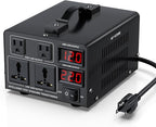 1000W Voltage Converter Transformer(110V to 220V or 220V to 110V) Step Up/Down Converter 110/120 Volt - 220/240 Volt w/US Power Cord,Circuit Breaker Protection, LCD Screen Display