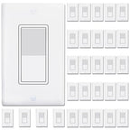 ThunderWay 3 Way Decorator Light Switch with Wall Plates, 15A 120/277V Decora Three Way Electrical Wall Paddle Rocker Switches Replacement, Residential Grade, UL Listed, Glossy White(30 Pack)