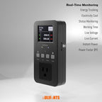 Aulifants LP405 25A Heavy Duty Smart Plug Meter Sockets Industrial Energy Monitor Trip-Rate Billing, OVP/UVP/OLP Color Screen Magnetic Relay Offline Logging WiFi Tuya/Smart Life for AC/Heaters