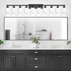 DIKAIDA 10 Light Bathroom Vanity Lights Over Mirror, 65.4 inch Black Vanity Lights Fixtures with White Glass Shades Matte Black Modern Vanity Lights Black Bathroom Wall Lighting for Mirror Bedroom