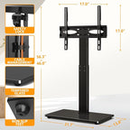 TAVR Universal Floor TV Stand Base for 32-75 Inch TVs up to 110 Lbs with Swivel Height Adjustable Mount, Black Tempered Glass Base for Media Storage and Space Saving