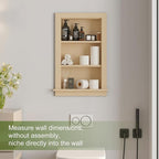 Recessed Medicine Cabinet for Bathroom Cabinet with Storage,14x24 in Wall Shower Niche Insert,3-Tier Bathroom Niche for Shower Wall,Recessed Niches Insert for Drywall,Imitation Natural
