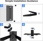 suptek Glass Floating Shelf, 1 Tier Media Shelf for TV Accessories, Flat Black Wall Mount Bracket, 17.6lbs Weight Capacity, Quick Installation, Cable Management, Custom Style, Backless