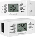 DEWENWILS 24 Hour Outlet Timer, 125V 15A 1000W Timers for Electrical Outlets, 1 Polarized Outlet, Digital Light Timer for Indoor Lamp, Fan, Aquarium, 1/2 HP, 2 Pack, UL Listed