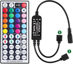 SUPERNIGHT RGB Light Strip Remote Controller, RF Remote of 2-in-1 4 Pin Dimming, Brightness Flash Mode Dimmer for SMD 5050 2835 3528 LED Strip Lights (RF- 2 Ports)