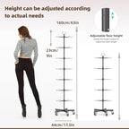 YEOOE Upgraded Retail Display Stand 7 Tier Spinning Display Stand, Movable Shop Spinner Rack with Hooks, Retail Display Racks for Jewelry Keyring Hats Socks Toys (Black)