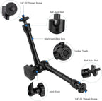 Mippko Camera Super Crab Clamp Mount,10" 360° Adjustable Aluminium Magic Arm Holder,1/4"-20 Thread for Video Light / Insta360 / Canon Nikon DSLR Cameras,Adapter for GoPro Hero 13/12/11/10/9/8/7/6/5