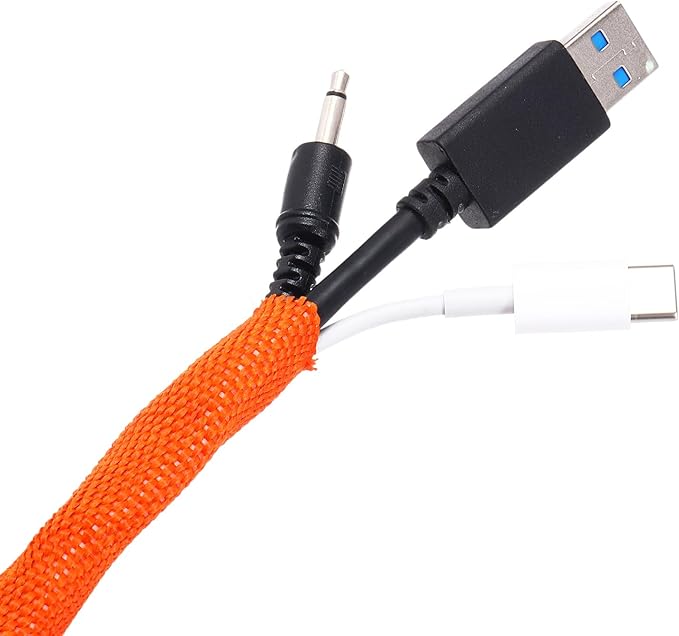 MECCANIXITY Braided Cable Sleeves Heat Shrinkable Fabric Sleeving, 1/4" 10ft Orange 2:1 Ratio Heat Shrinkable Cord Protector for Harness Cable, Network Cable Protection, Cable Management