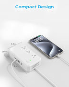 Puveini US to Europe Travel Adapter 220V to 110V Voltage Converter with 4.5A 6-Port USB Charging and UK/AU/US/EU Worldwide Plug Adapter