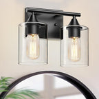 XPEHK Vanity Lighting Fixtures,2-Light Bathroom Lights Over Mirror,Modern Sconces Wall Lighting with Clear Glass Shade,Light Fixture for Bathroom Bedroom Living Room Vanity Table Hallway