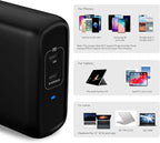 Amazon Basics 68W Two-Port GaN Wall Charger with 2 USB-C Ports (60W, 18W) with PD for Laptops, Tablets & Phones (iPhone 16/15/14/13/12/11/X, iPad, MacPro, Samsung, and More), Non-PPS, Black