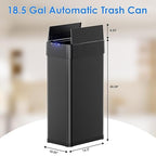 TLSUNNY 18.5 Gallon Automatic Trash Can, Stainless Steel Motion Sensor Garbage bin, Smart Trash Can W/Butterfly Lid, Bag Retainer Ring and Display Light for Living Room,Kitchen,Office (Black, 70L)