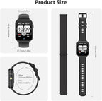 Blackview Smart Watch for Men Women,1.91" HD Touchscreen Fitness Watch with Flashlight, Bluetooth Notifications/Make Calls, Heart Rate/Sleep Monitor/2 Straps, Fitness Watch for Android/iPhone