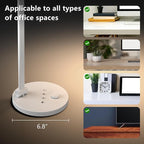 ANNAITE LED Desk Lamp for Home Office, Eye-Caring Modern Desk Light, 3 Color Temperature 10 Brightness Computer Light, Dimmable Desk Light with Memory & Timer Func, Metal Swing Arm Table Lamp (White)