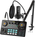MAONO Podcast Equipment Bundle Audio mixer All-in-One Podcast Production Studio with 3.5mm Microphone for Live Streaming, Podcast Recording, PC, Smartphone, DJ MaonoCaster Lite (AU-AM200-S6 Black)
