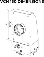 VENTS-US VCN 150 - Wall Mounted Outdoor Exhaust Ventilation Fan Compatible with 6 Inch Diameter Duct - 302 CFM