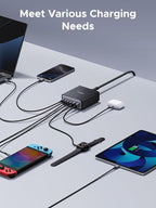 UGREEN 100W USB C Charging Station, 6-Port GaN Desktop Charger with 4 USB-C & 2 USB-A, Smart Power Distribution for MacBook Pro/Air, Dell XPS, iPad, iPhone 17/16/15, Galaxy S25/S24, Pixel 10/9