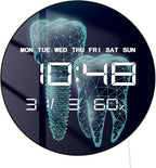 Timethink 12'' Molar Tooth Digital Wall Clock Large Display, Dental Clinic Electric Wall Clock Medical Dentist Clock with Temperature, Automatic Dimming, Date, 12/24hr Format for Dental Office Decor