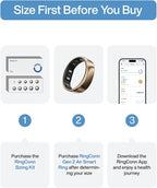 RingConn Gen 2 Air, Ultra-Thin AI Smart Ring, 10-Day Battery Life, Fitness/Sleep/Stress/HR Tracker for Women&Men, No App Fee for Standard Features, iOS & Android Compatible (Size 8, Dune Gold)