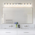DIKAIDA Brushed Nickel Bathroom Vanity Light,10-Light Vanity Lights with Clear Glass,64.5in Modern Bathroom Wall Lights Fixtures Over Mirror,Wall Sconces Lighting for Bedroom Living Room,E26