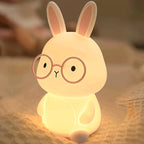 FAMIDUO Bunny Night Light, Rabbit Lamp for Kids, Rechargeable LED Nightlight for Easter Gift,Silicone Bedside Lamp with Touch Color Changing,3 Levels Dimmable/Timmer Nursery Bedroom Light,Room Decor