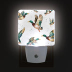 Pigsaly Led Night Light Watercolor Flying Mallard Ducks Night Light Plug in Wall Lamp Smart Dusk to Dawn Sensor Nightlight Led Lamp Energy Saving Lights Gift for Kids Room Bedroom Bathroom Hallway