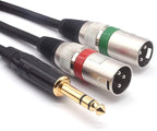 SiYear 1/4" TRS to Dual XLR Male Y Splitter Cable, 6.35mm Quarter inch Stereo to 2 XLR Male Breakout Microphone Cable Cord (1.5M/5FT)