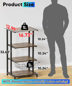 Ardier Media Stand with Detachable Baskets, 4-Tier AV Media Stand Corner Shelf for DVD Players/Cable Boxes/Games Consoles, Audio Storage Rack for Living Room, Gaming Room, Music Studio, Black