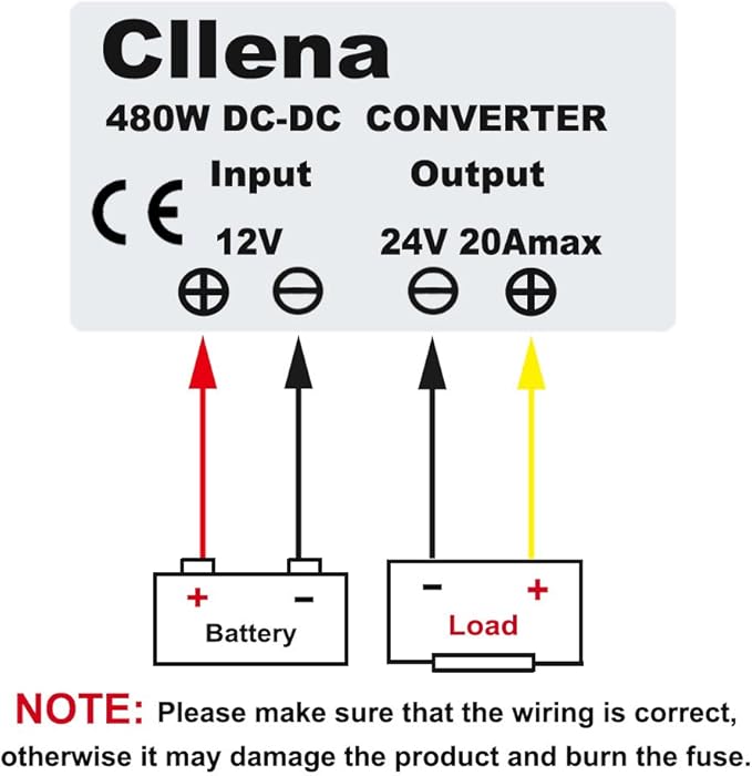 Cllena Waterproof DC/DC 12V Step Up to 24V Boost Converter 20A 480W Voltage Regulator Power Adapter