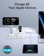 ESR 100W 6-in-1 GaN Charging Station with CryoBoost, Compatible with MagSafe Charger Stand, Magnetic Wireless Charger for iPhone 17/16/15/14/13/12, Apple Watch, AirPods Pro/3/2, Classic White