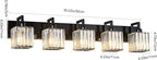 FDPBY Modern Bathroom Vanity Light 5-Lights Plating Black Vanity Light Crystal Wall Light Bathroom Light Fixtures