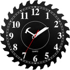CIGERA 12 Inch Wall Clock with Circular Saw Blade Dial, Handsaw and Hammer Pointer,Great Decor for Home,Workshop and Man Cave (Black)
