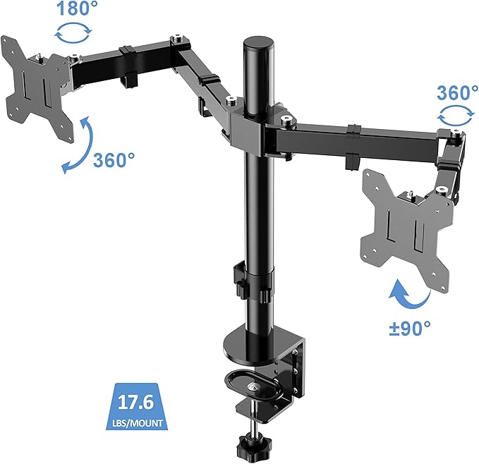 Rocelco 40" Large Height Adjustable Standing Desk Converter with Dual Monitor Mount BUNDLE - Sit Stand Up Computer Workstation Riser - Retractable Keyboard Tray - Teak Wood Grain (R DADRT-40-DM2)