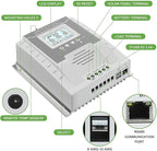 OOYCYOO MPPT Charge Controller 60 amp 12V/24V Auto, 60A Solar Panel Charge Regulator with Blacklight LCD Display Max 100V for Lead-Acid Sealed Gel AGM Flooded Lithium Battery