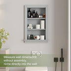 Recessed Medicine Cabinet,in Wall Shower Niche,14x24 Bathroom Cabinet with Storage,Bathroom Niche for Shower Wall for Bedroom,Wall Niches Insert for Drywall,Grey/MDF