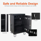 Aokleo 32 Devices Laptop Charging Cart, Tablet Storage Carts for Pad Up to 16.3" Screen Size, Classroom Computer Mobile Charging Station for Pads,Chromebooks,Laptops,Security Storage (Black)