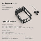 SmallRig Utility Frame Cage for Insta360 Ace Pro 2 / Ace Pro, Supports Horizontal and Vertical Shooting, Action Camera Mounting Frame with Mounting Claw and Cold Shoe for Video Light Microphone - 5000