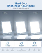 SUXIO Light Therapy Lamp - 10000 Lux Therapy Lights, 3 Timing & Mode Happy Lamp, Touch Control Daylight Lamp with Memory Function, Portable Light Therapy Box for Home/Office Use As Lift Mood