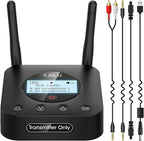 1Mii B06TX+ Long Range Bluetooth 5.2 Transmitter for TV/PC/Projector to 2 Wireless Headphones/Speakers, Bluetooth Adapter for TV w/Screen Display, Plug n Play, aptX Low Latency & Adaptive & HD Audio