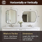 ANDY STAR Brushed Bronze Bathroom Mirror, 22x30 Inch Vanity Mirror, Scalloped Mirrors for Bathroom, Anti-Rust Stainless Steel Frame, Stunning Curved Design Ideal for Bathroom, Living Room, Mantel