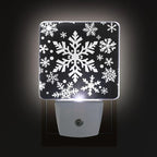Pigsaly Led Night Light White Black Texture Christmas Snowflakes Night Light Plug in Wall Lamp Smart Dusk to Dawn Sensor Nightlight Led Lamp Energy Saving Lights Gift for Kids Room Bedroom Bathroom H