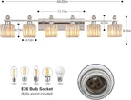 FDPBY Vanity Lights 6-Light Modern Crystal Vanity Light Chrome Bathroom Light Fixtures Over Mirror Crystal Bathroom Vanity Lighting Fixtures
