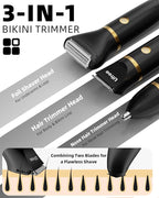 Ufree Body Hair Trimmer for Women, Manscape Pubic Hair Trimmer, 3 in 1 Body Grooming Kit for Lady, Waterproof Body Electric Shaver Razor, Grooming for Face and Body, Gifts for Women, Black