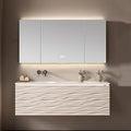 44IN Bathroom Vanity - Smart Defogging Mirror Cabinet | Waterproofing Technology & Wave Shaped Door Panel, Floating Bathroom Vanities with Large Storage Space (Mirror Cabinet)