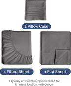 Twin XL Size 3 Piece Sheet Set - Comfy Breathable & Cooling Bed Sheets Set - Hotel Luxury Bedding for Women, Men, Kids, Teens, Boys & Girls - Deep Pockets, Soft, Wrinkle Free - Oeko-Tex - Dark Grey