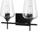 VONLUCE Bathroom Vanity Light, 2 Light Bathroom Light Fixture Over Mirror, Bathroom Wall Lamp with Clear Glass, Modern Black Vanity Lighting fixtures for Bathroom, Bedroom, Hallway