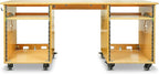 Sound Town Studio Desk Workstation with Dual 13U Side Rack Cabinets, Slide-Out Trays, Casters, for Recording Rooms and Home, Solid Carbonized Bamboo (SDRK-WS69CB)