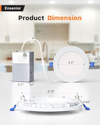 Ensenior 12 Pack 4 Inch Ultra-Thin LED Recessed Light with Junction Box, 2700K-6000K Selectable, 9W 75W Eqv, Dimmable, 750LM High Brightness - ETL Certified